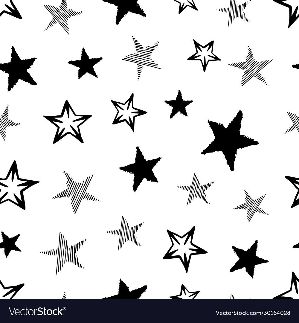 Seamless doodle hand drawn stars Royalty Free Vector Image