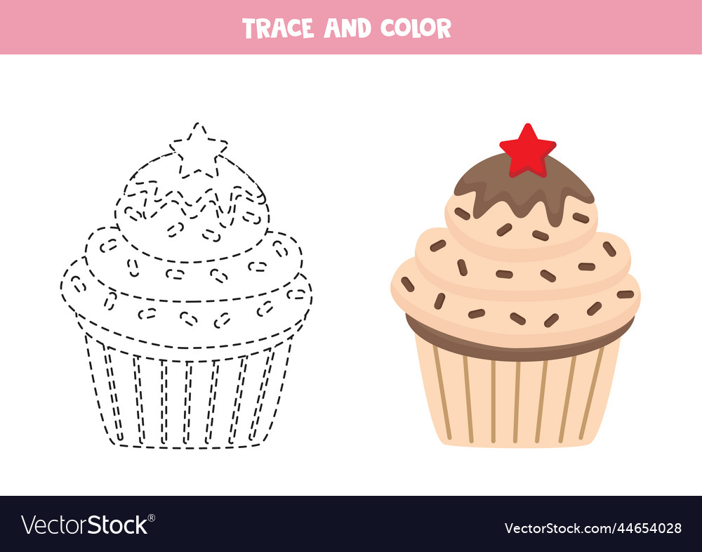 Trace and color cartoon star worksheet Royalty Free Vector