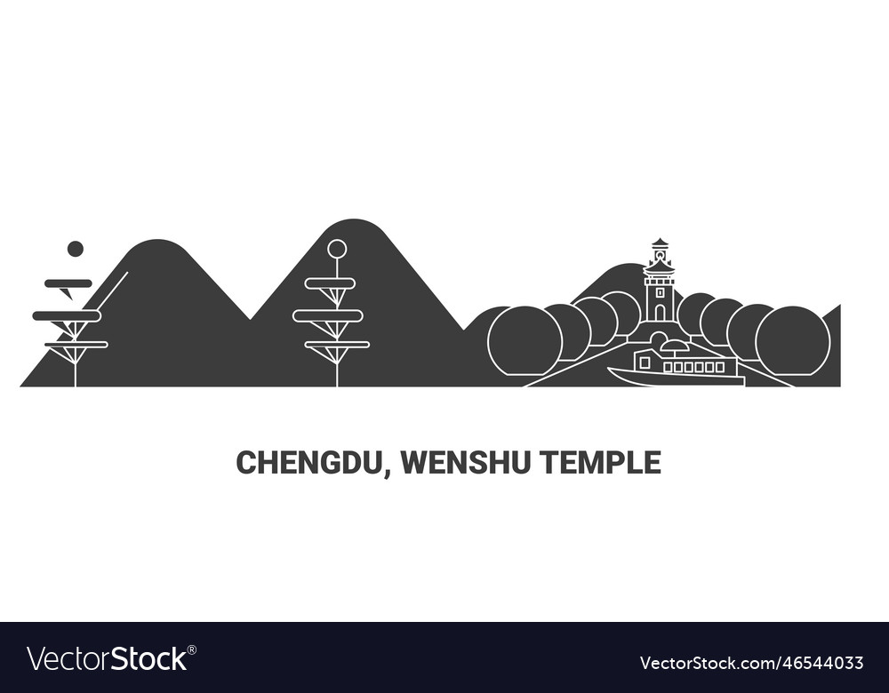 China chengdu wenshu temple travel landmark Vector Image