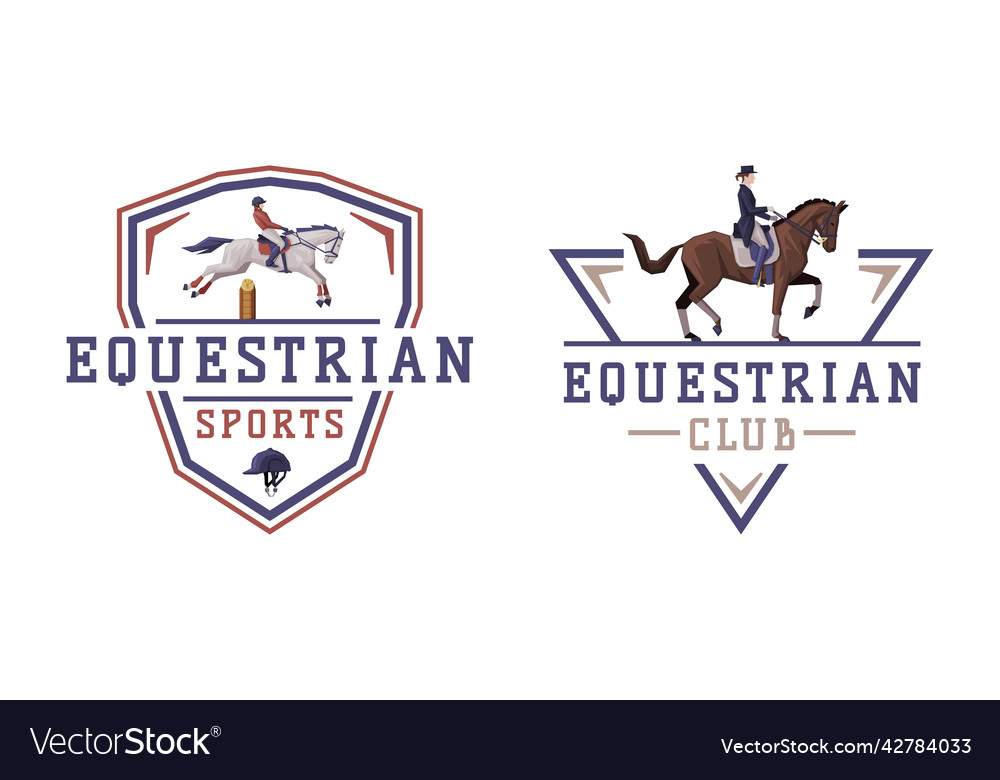 Equestrian club logo and emblem with jockey Vector Image