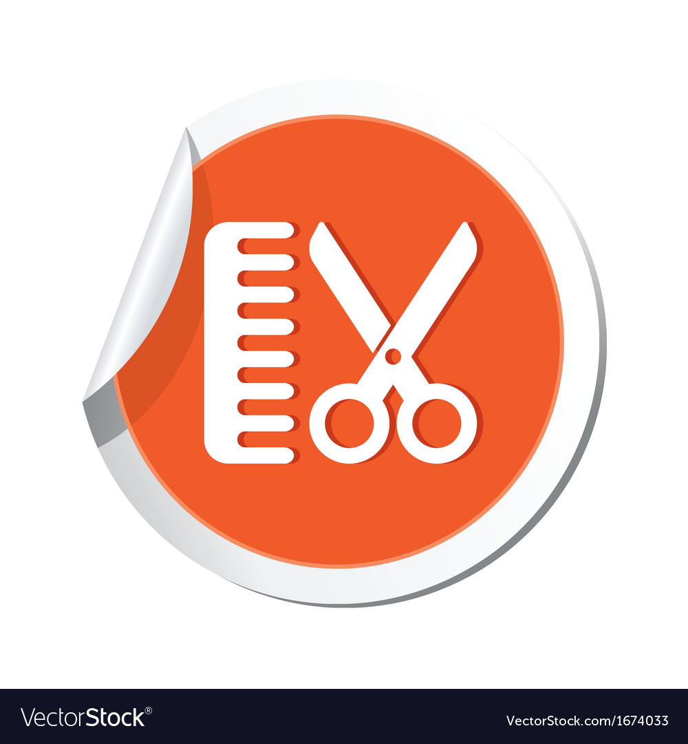 Hairdressing salon icon orange sticker