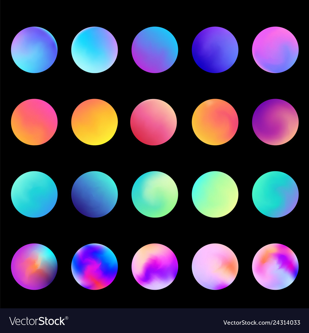 Rounded Holographic Gradient Sphere Set Royalty Free Vector