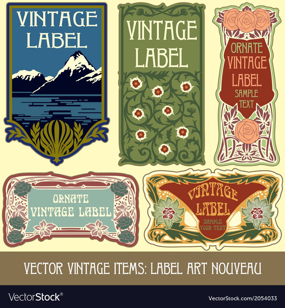 Item label. Этикетки в стиле Модерн. Art nouveau - Vintage Label vector. Vintage Label vector. Арт лейбл.