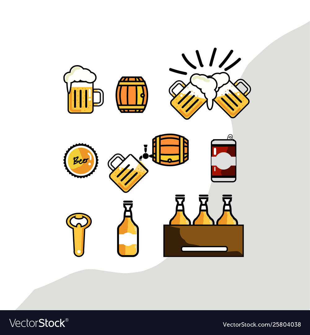 Beer Icons Set Minimalistic Flat Design Royalty Free Vector