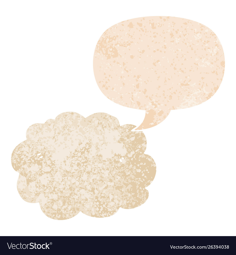 Cartoon cloud and speech bubble in retro textured