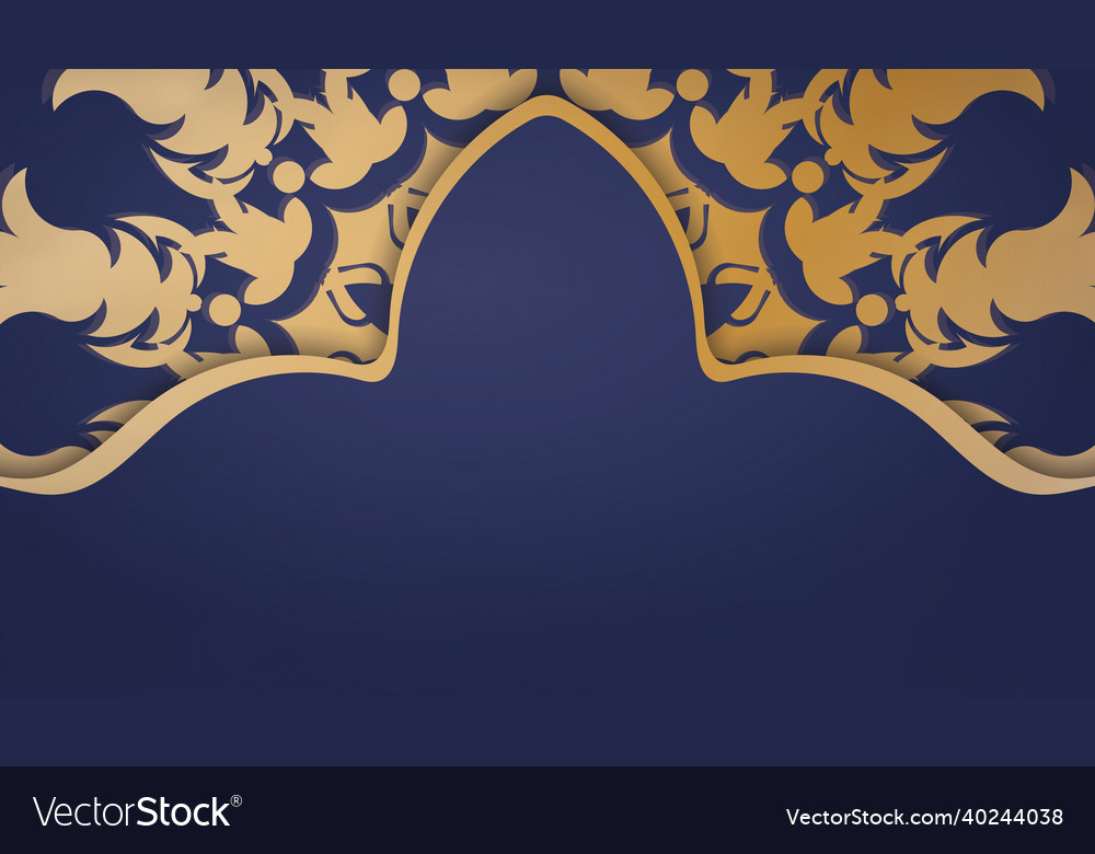 Dark blue banner with luxurious gold pattern