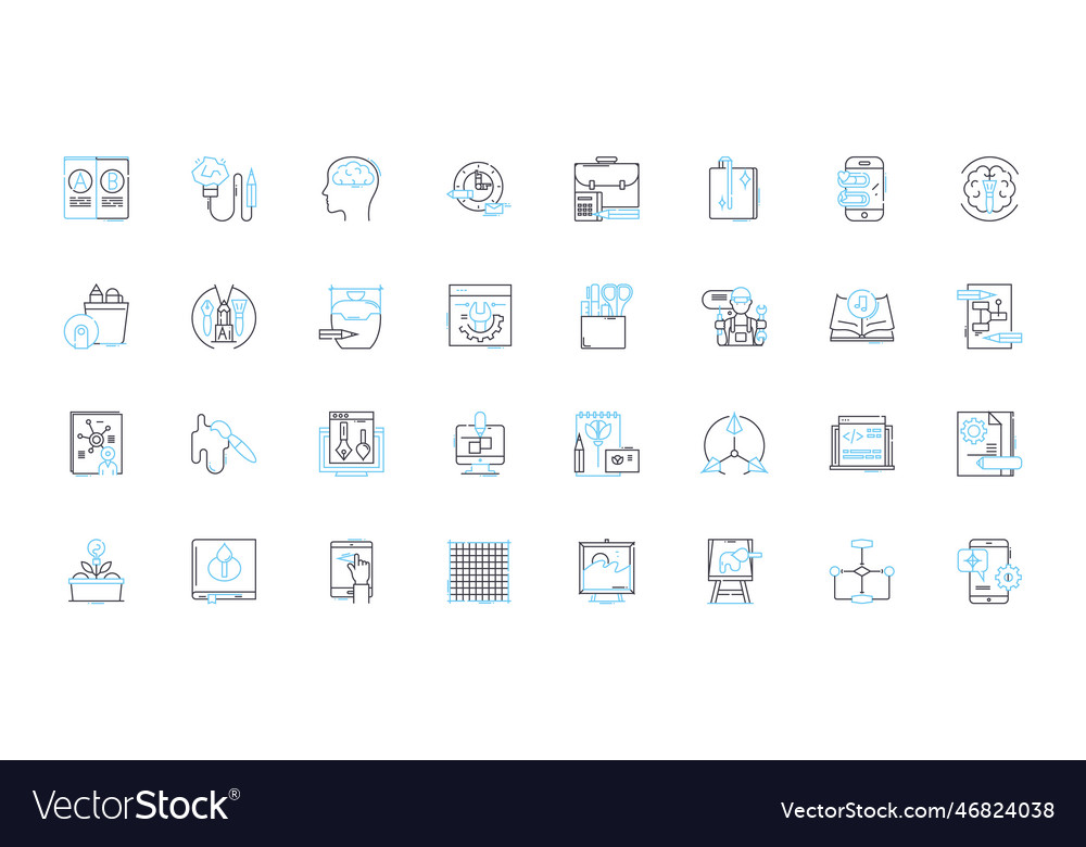 Digital artist linear icons set