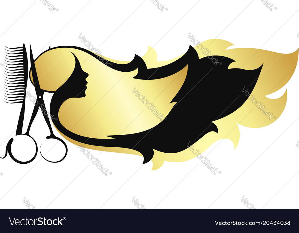 Girl With Long Hair Scissors And Comb Royalty Free Vector