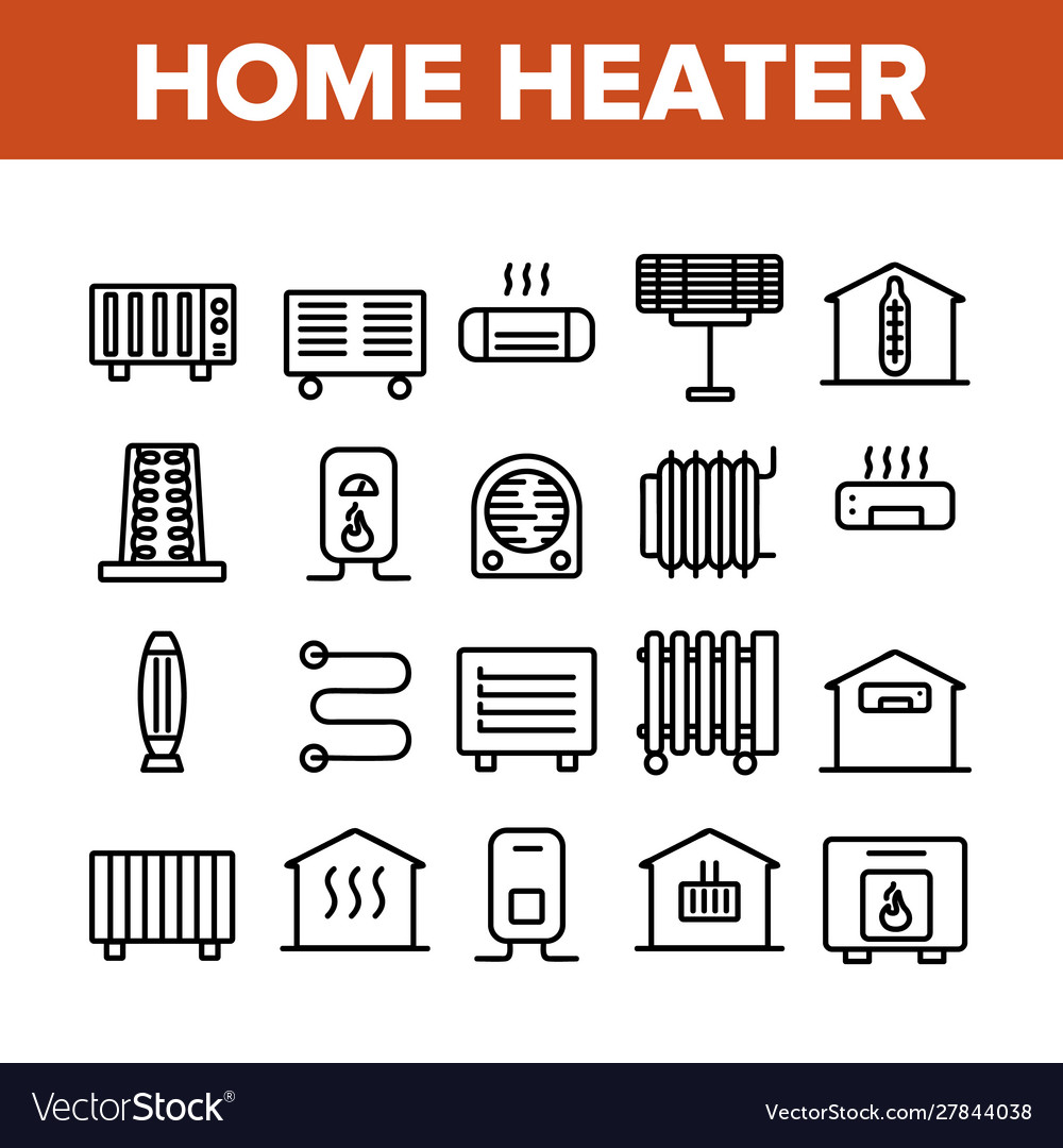 Home heater collection elements icons set