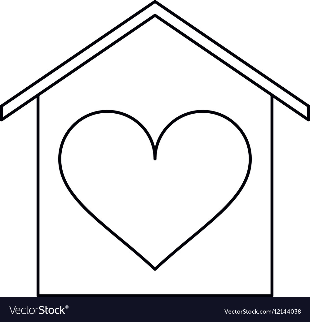 House love heart beautiful card outline