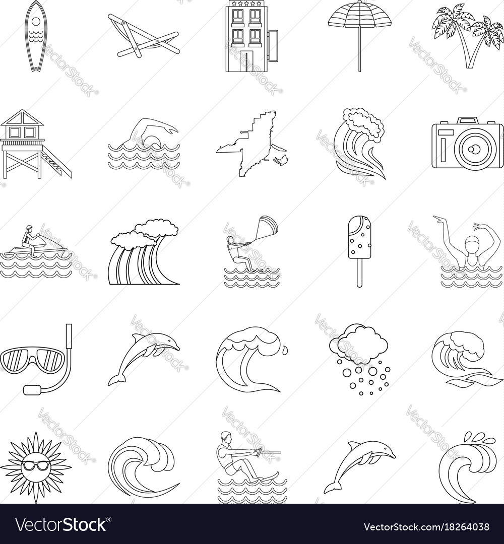 Insular icons set outline style Royalty Free Vector Image