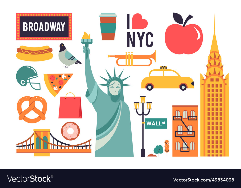 New york city usa collection of icons and graphic Vector Image