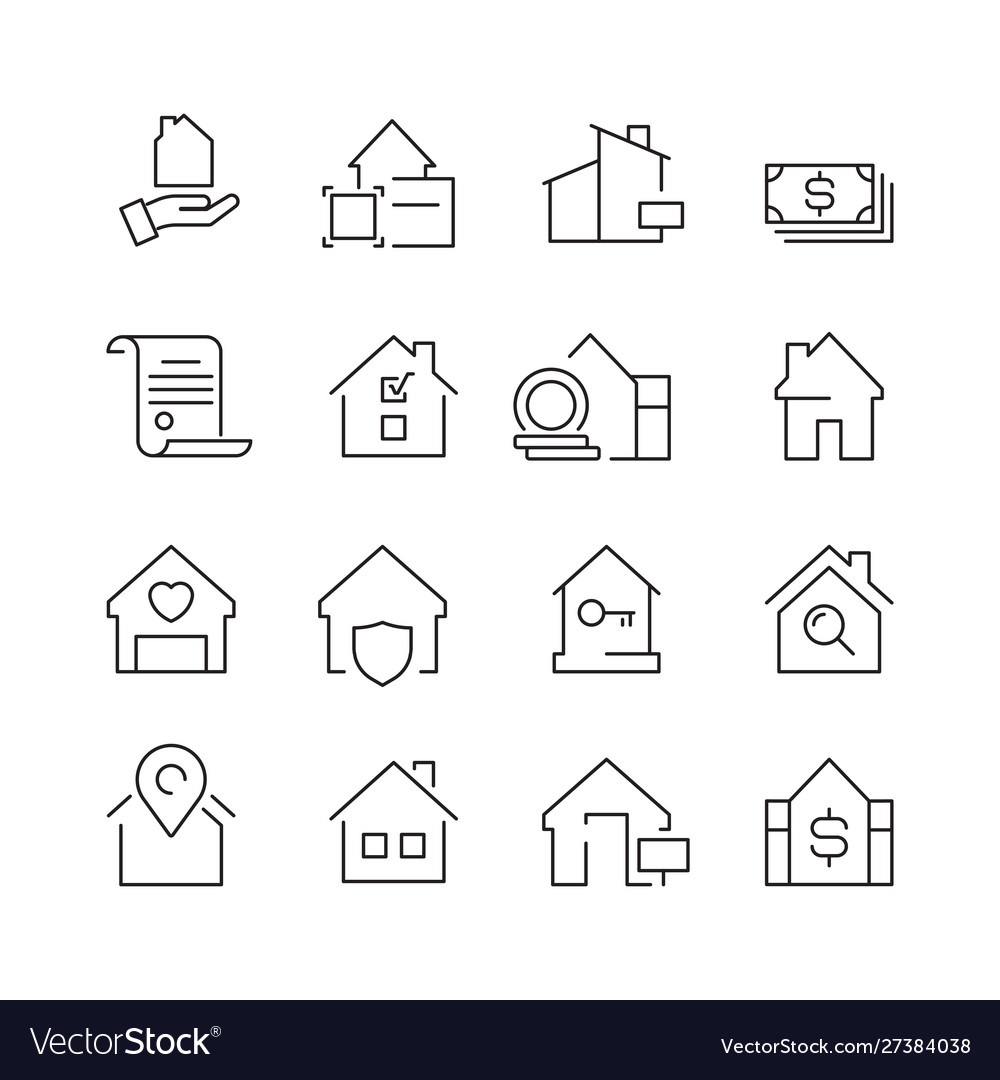 Real estate icons business marketing sale houses Vector Image