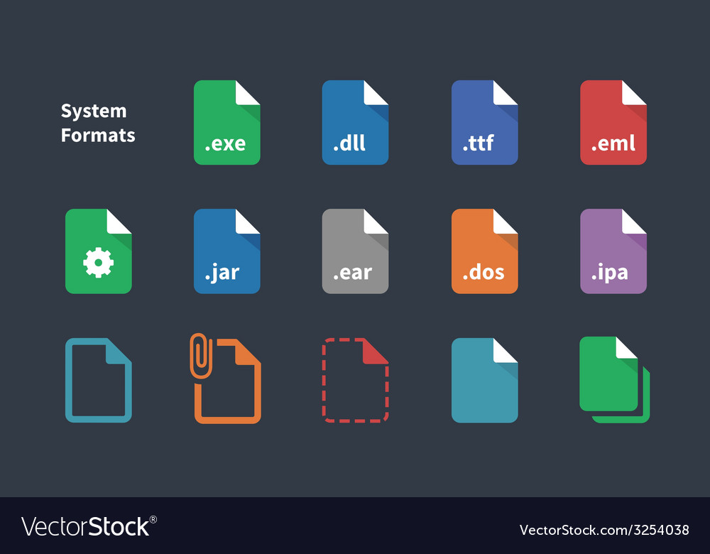 Set of system file formats icons Royalty Free Vector Image
