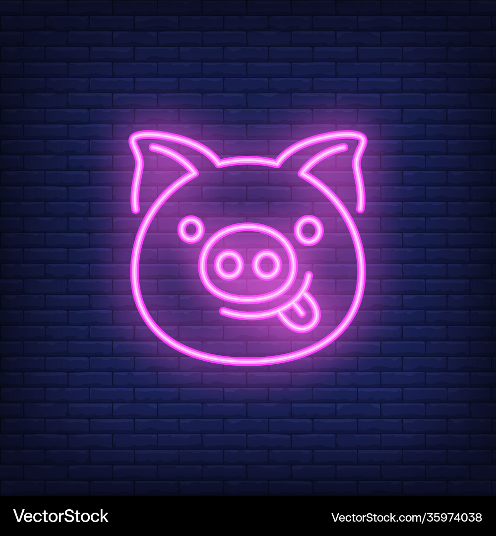 Smiling pink pig cartoon character Royalty Free Vector Image