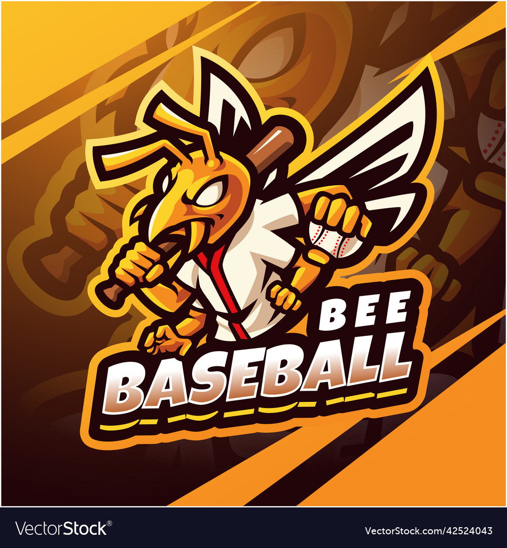 Bee baseball esport mascot logo design vector image Bee baseball esport mascot logo design