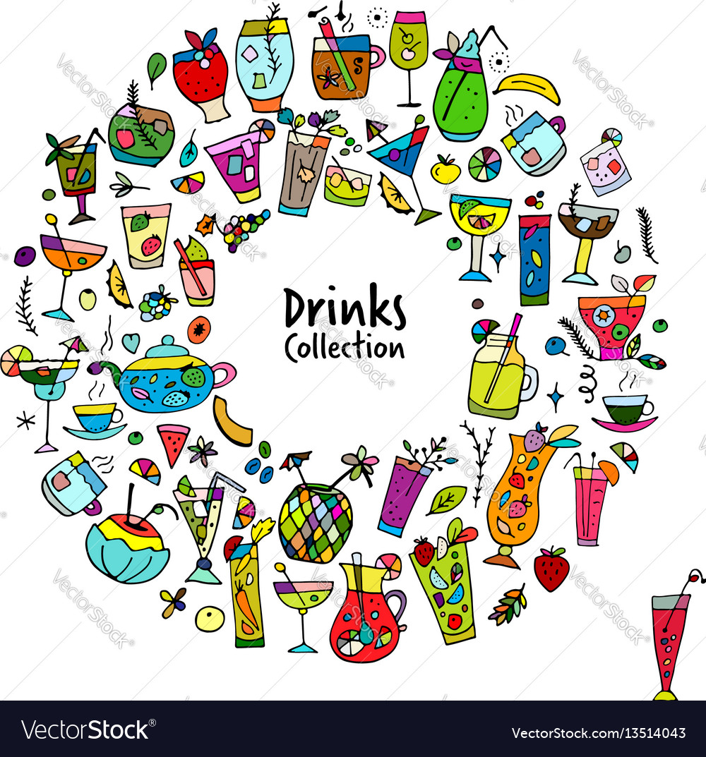 Drinks collection sketch for your design Vector Image