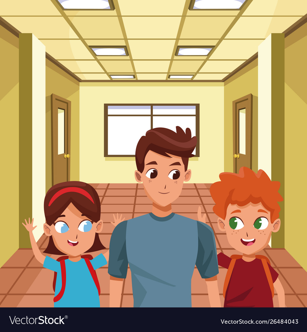 Family single father with kids Royalty Free Vector Image