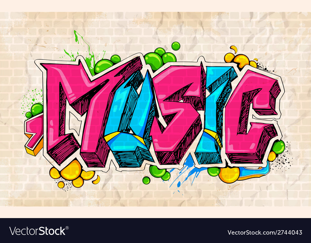 Graffiti Style Music Background Royalty Free Vector Image