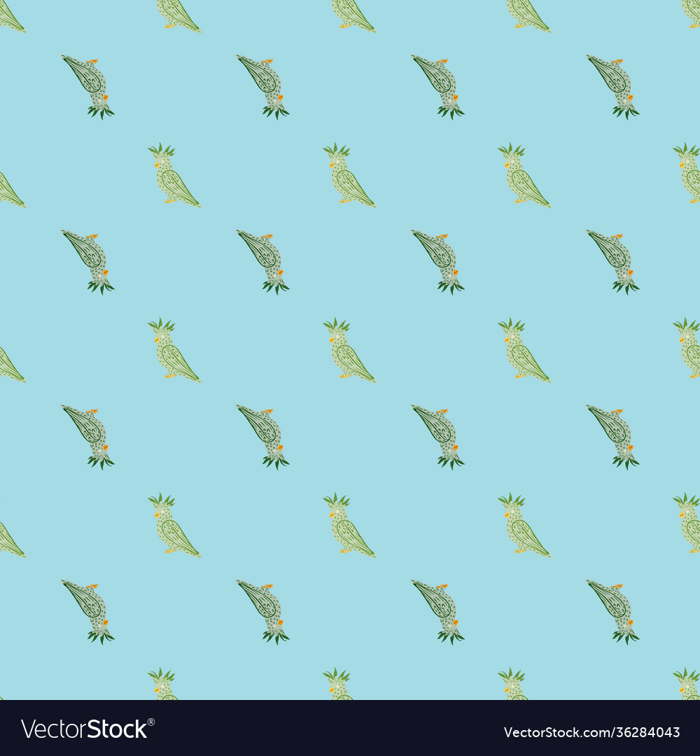 Jungle animals seamless pattern with green bird