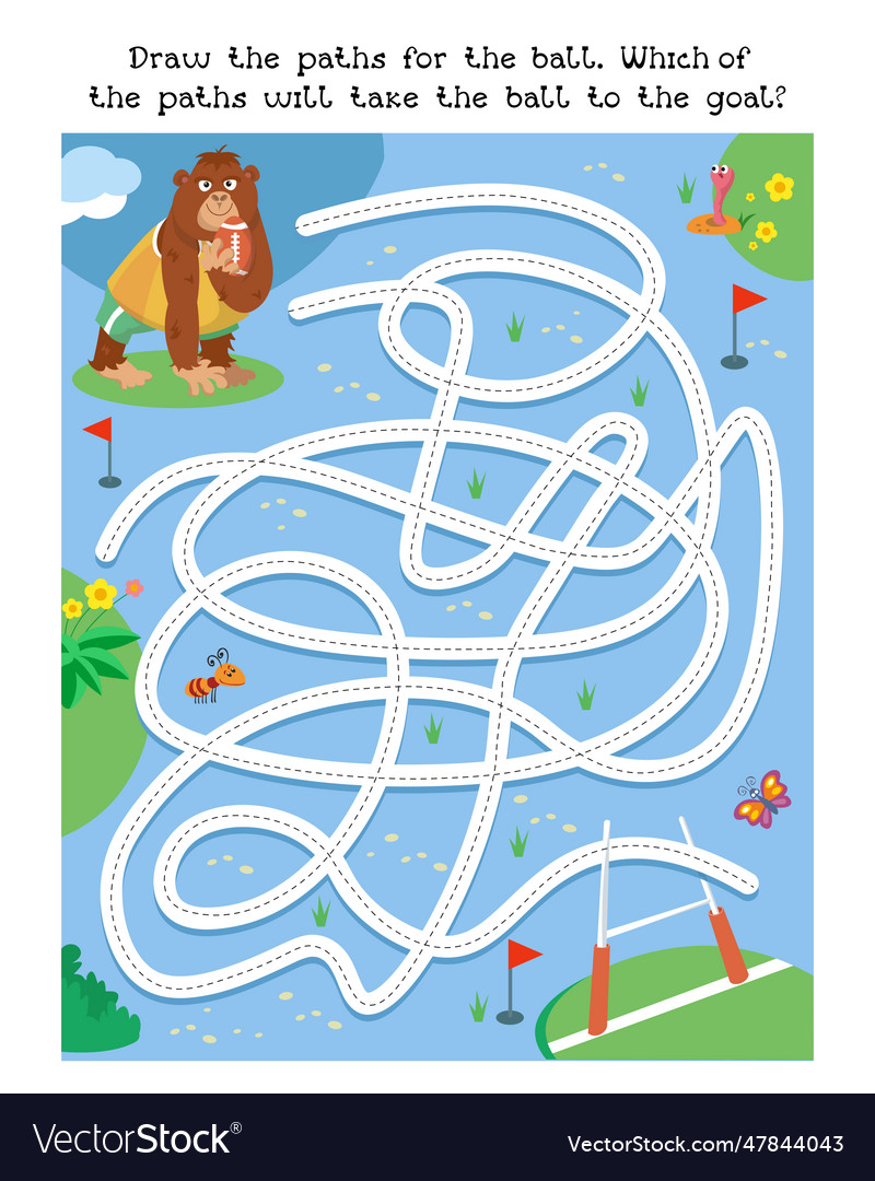 Maze game activity for children draw paths Vector Image