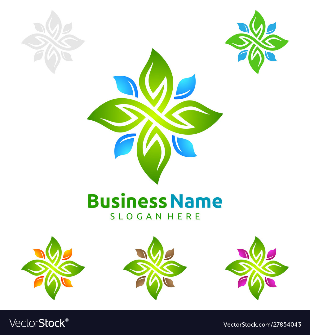 Natural green tree logo with ecology leaf concept Vector Image