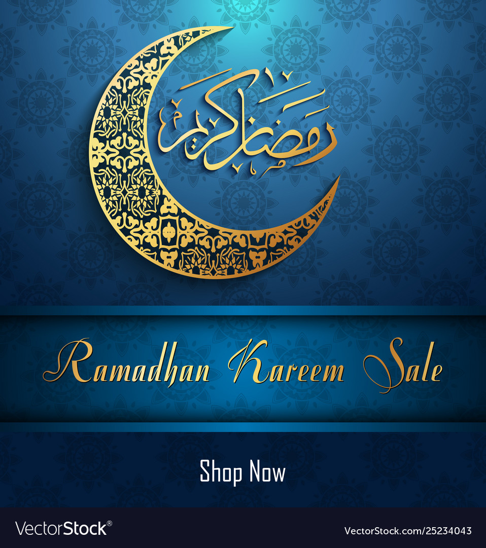 Ramadan kareem sale with crescent moon Royalty Free Vector