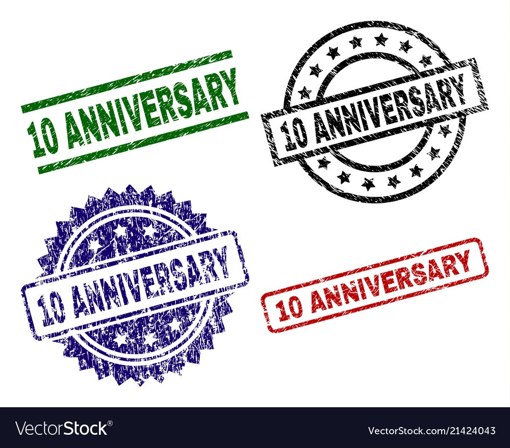 Scratched textured 10 anniversary stamp seals