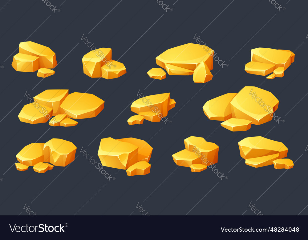 Cartoon slabs of gold isolated on black background