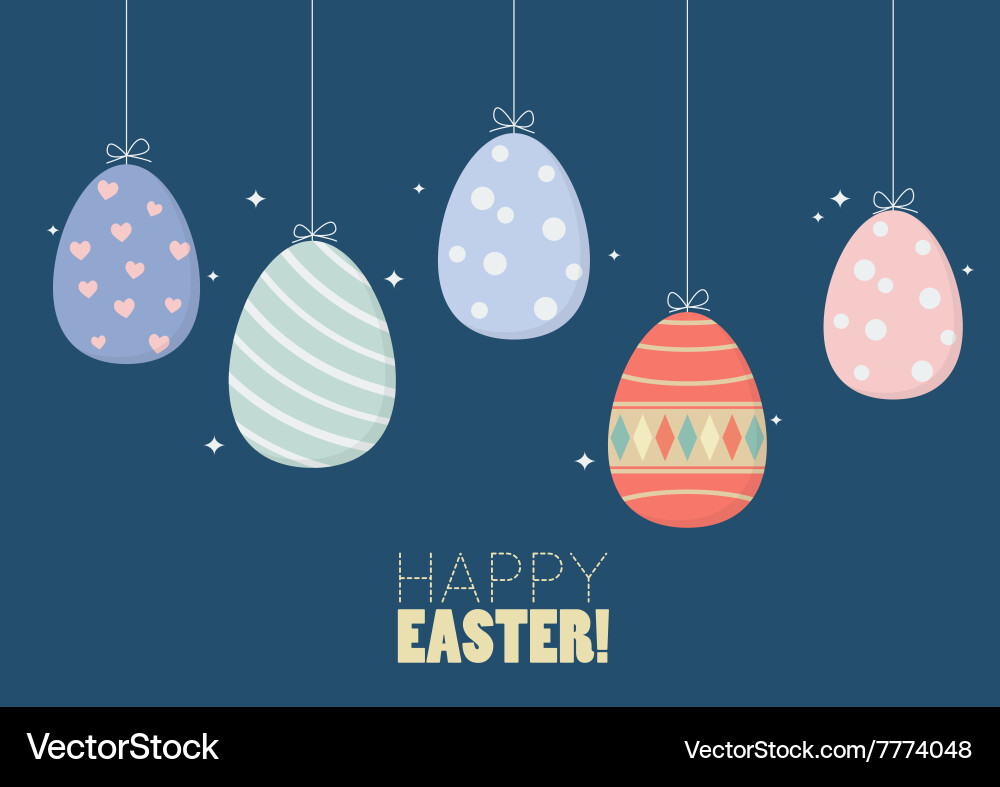 Colorful hanging easter eggs Royalty Free Vector Image