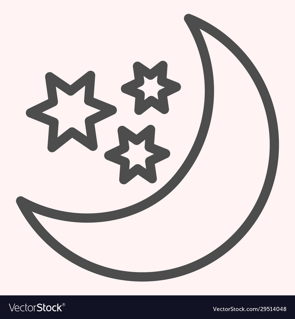 Moon and stars line icon night sky with Royalty Free Vector