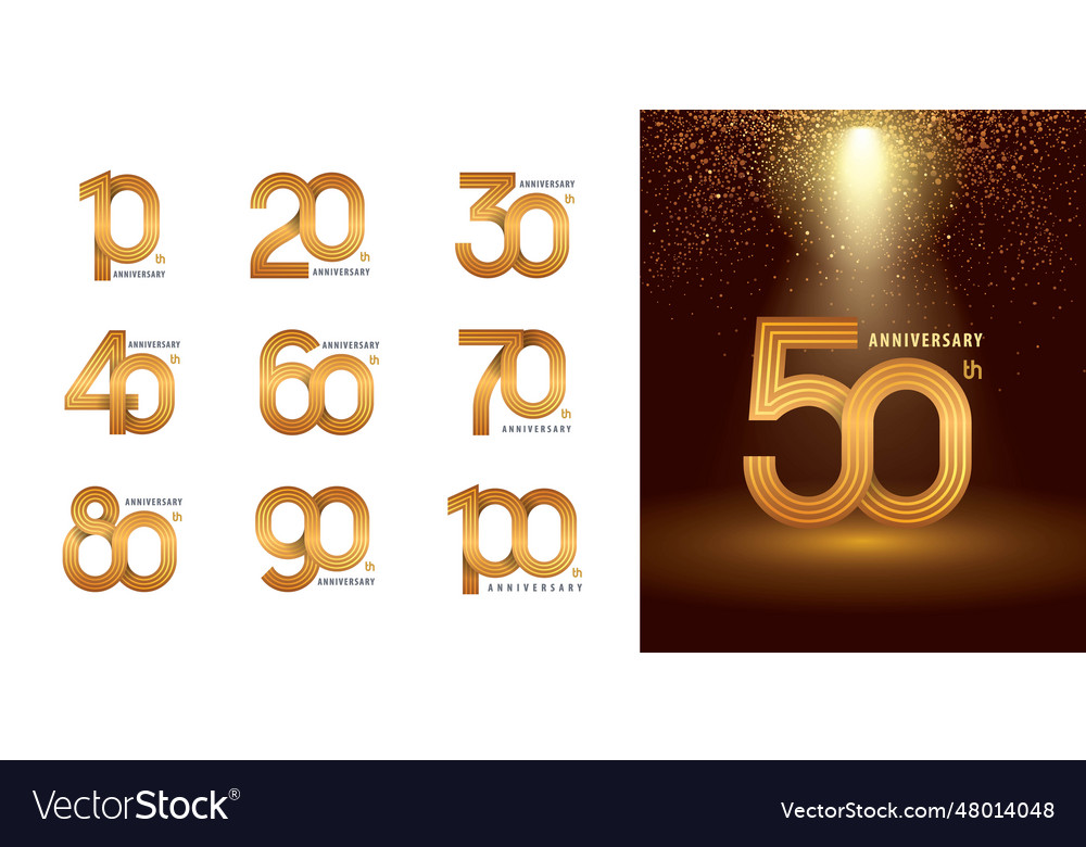 Set of 10 to 100 anniversary logotype design