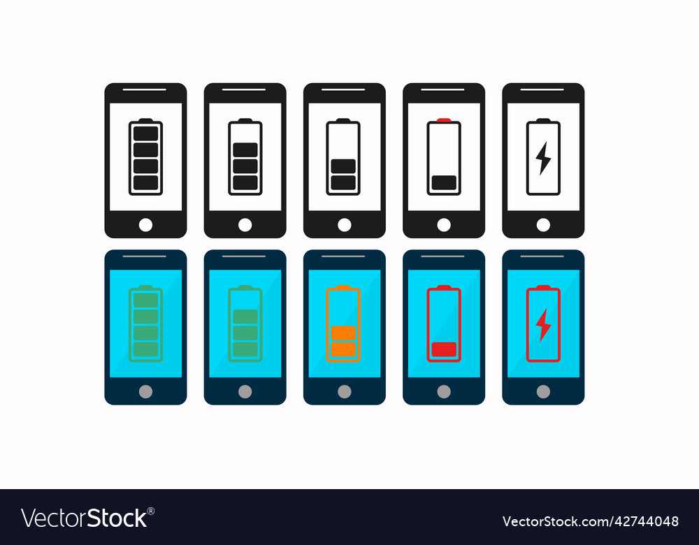 Smartphone battery icon set