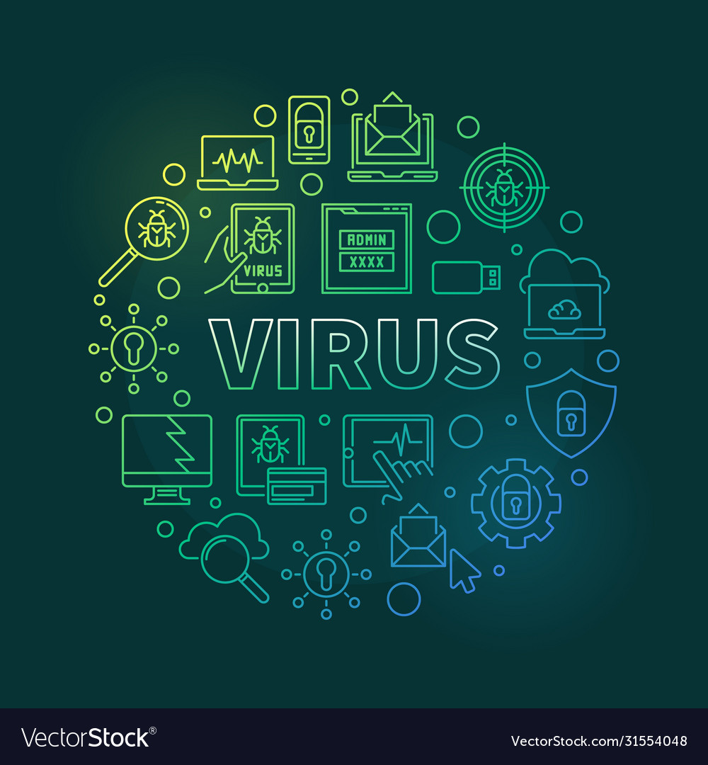 Virus round concept outline colorful