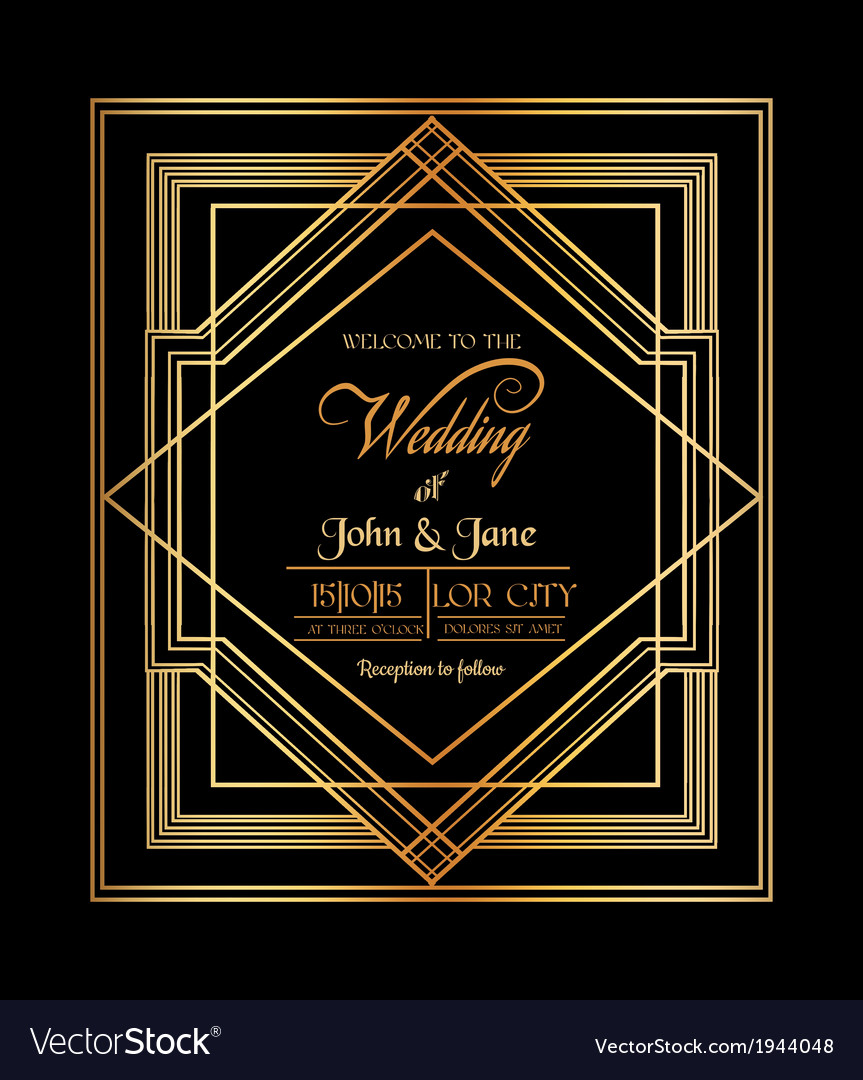 Wedding Invitation Card Art Deco Gatsby Style Vector Image