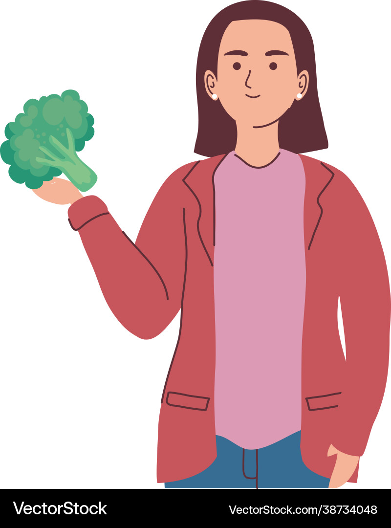 Woman with broccoli avatar Royalty Free Vector Image