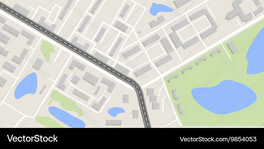 City map with road Royalty Free Vector Image - VectorStock