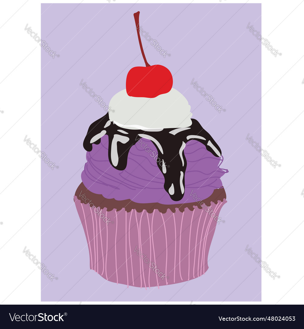 Cute cup cake realistic print royalty free vector image