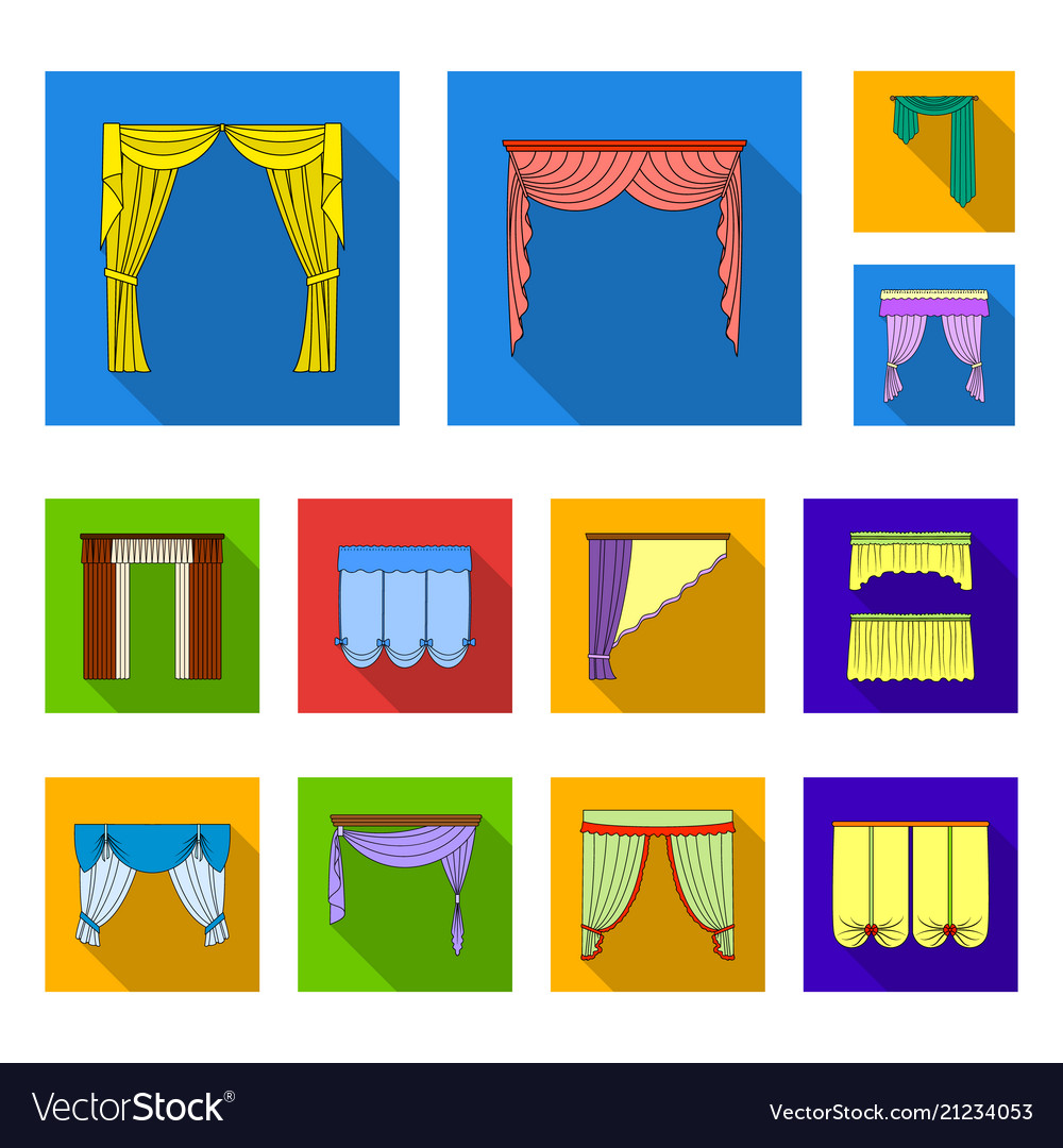 Diffe Kinds Of Curtains Flat Icons In Set Vector Image Curtains Flat Icons In Set Vector Image