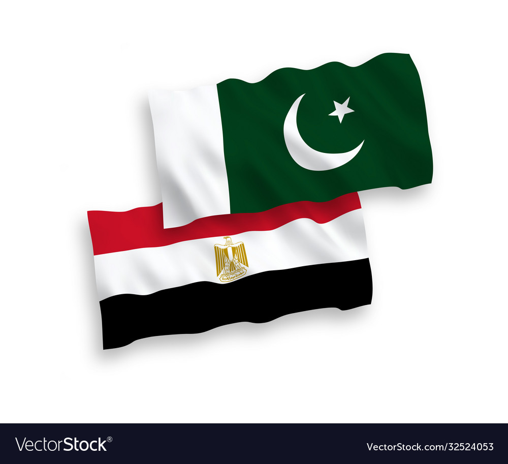 Flags egypt and pakistan on a white background