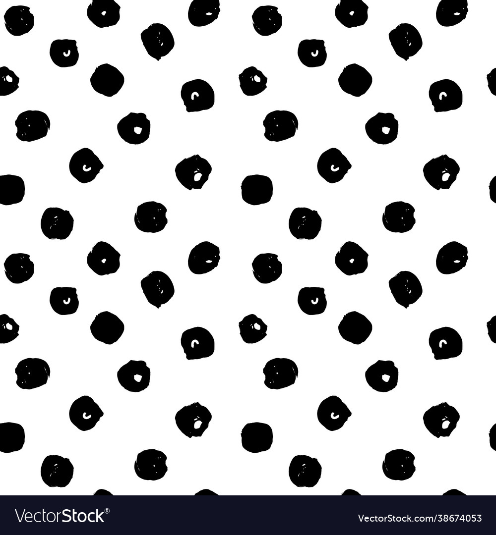 Hand drawn seamless polka dot pattern realistic