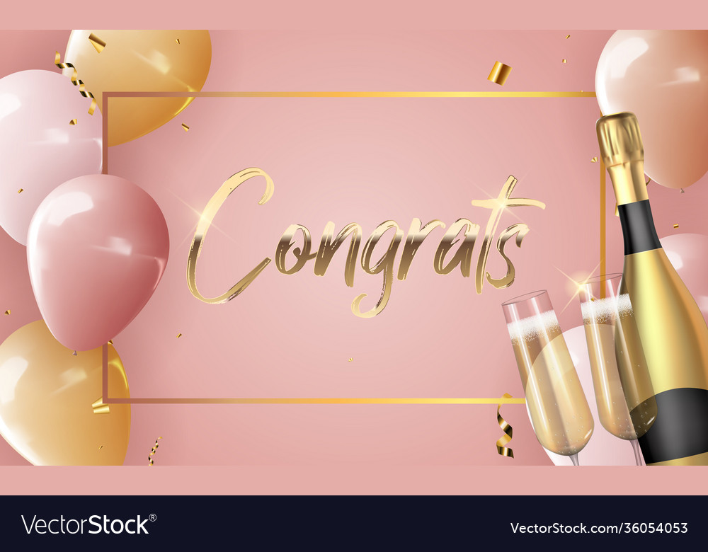 Realistic 3d balloon congrats background Vector Image