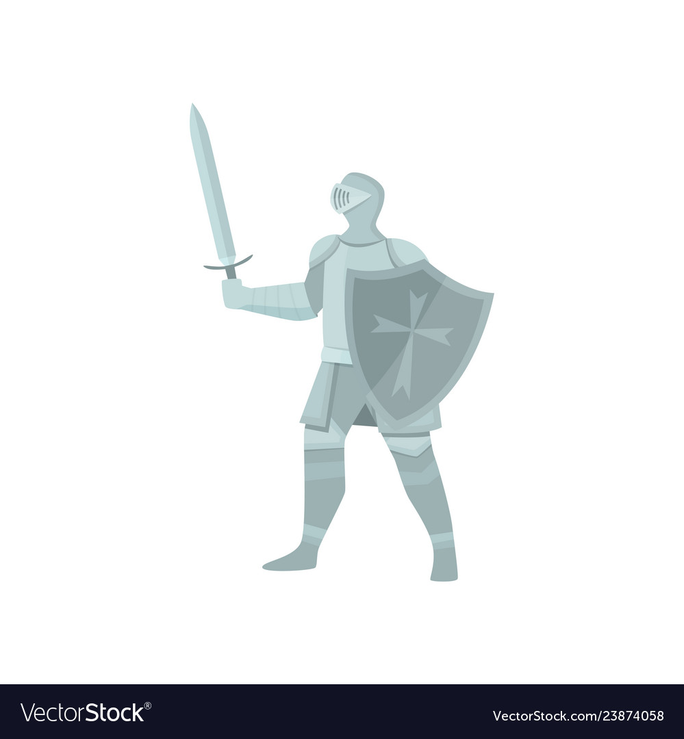 Figure a knight in gray armor a sword and Vector Image