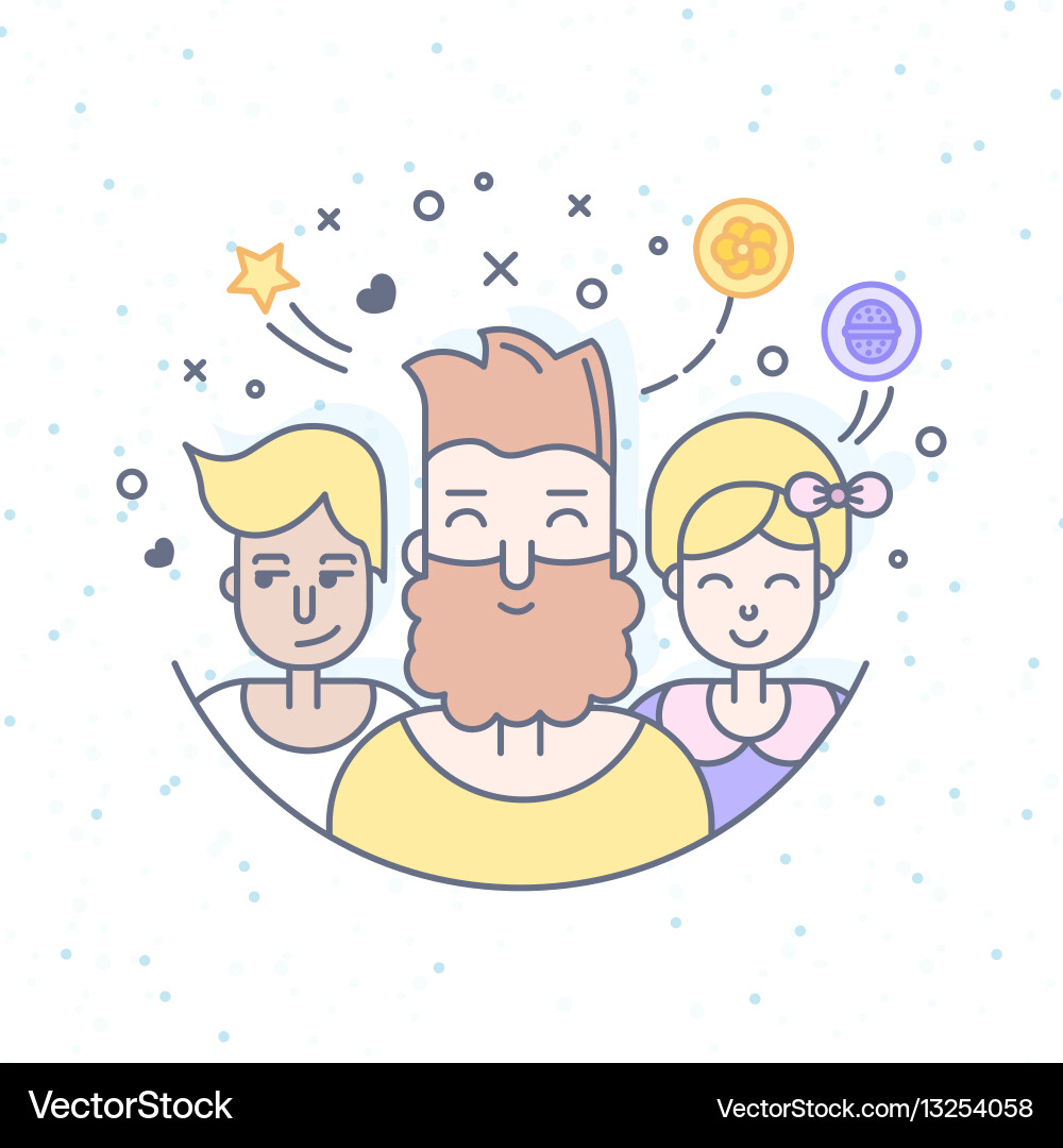 Linear flat people faces Royalty Free Vector Image