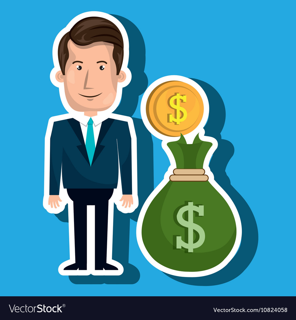 Man bag money currency Royalty Free Vector Image