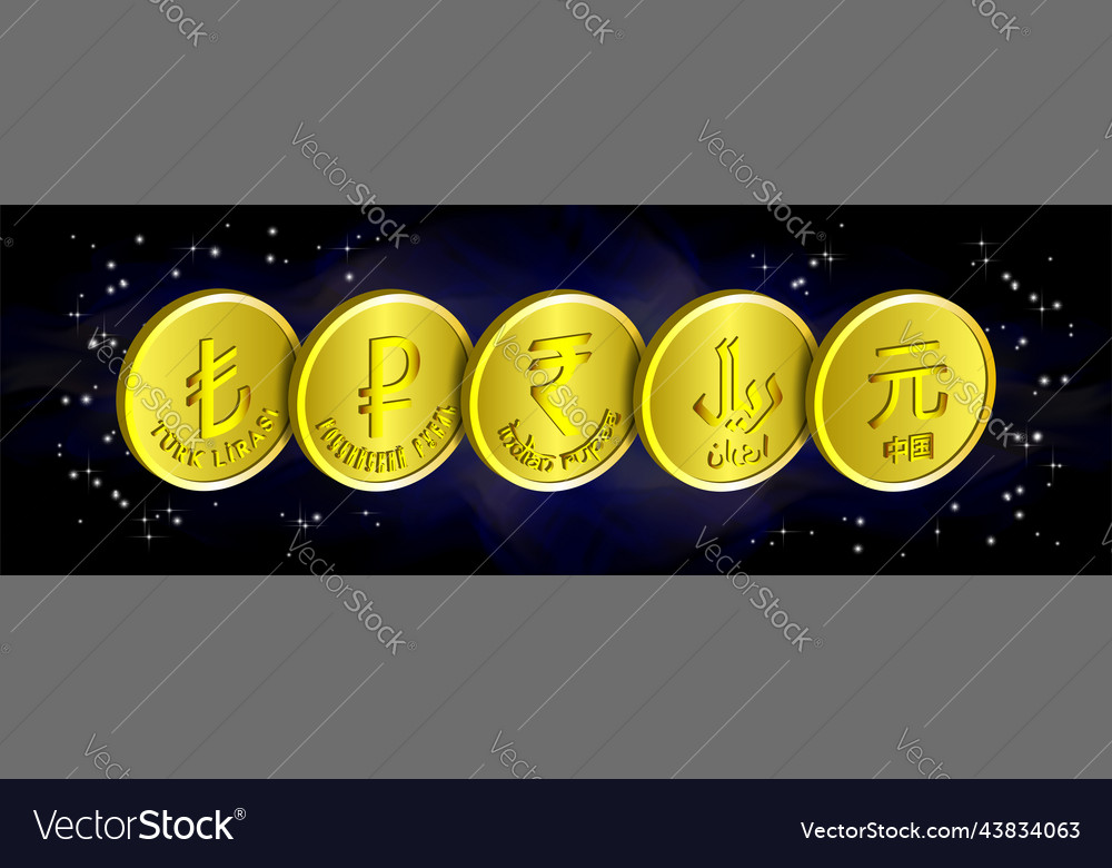 3d gold coins or tokens on background starry