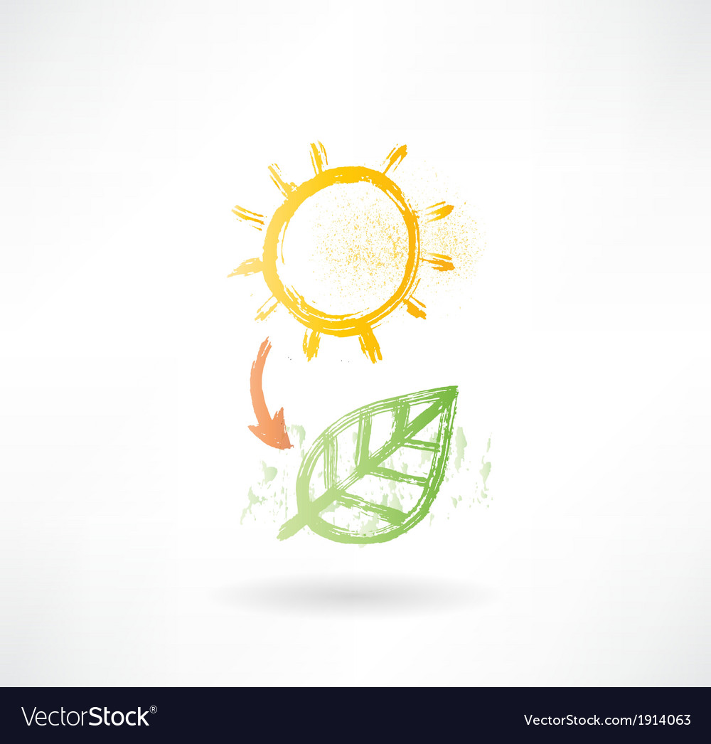 Brush icon with sun and plant