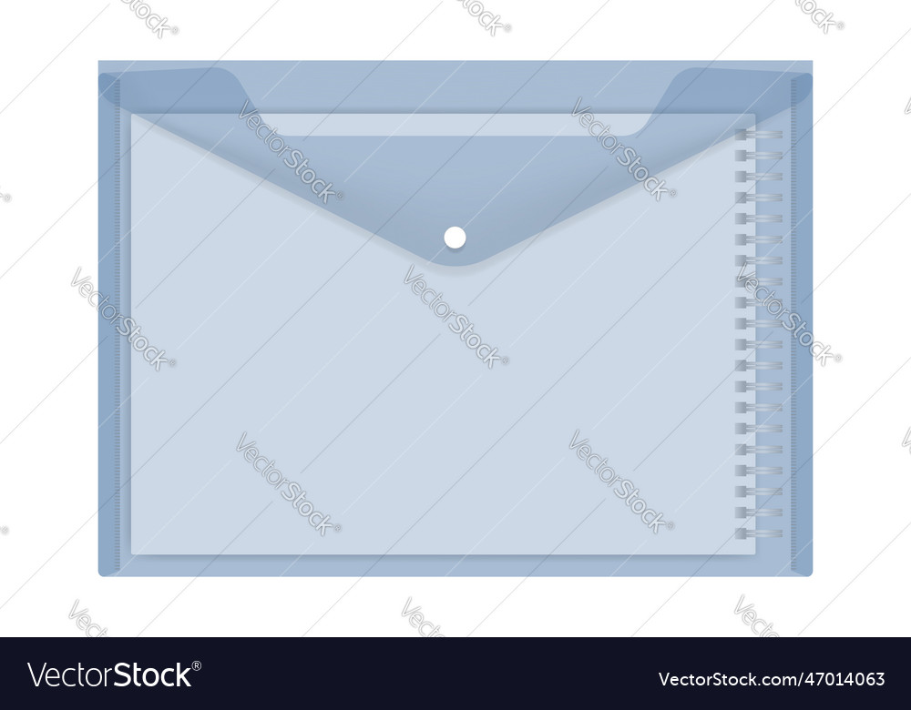 Clear plastic envelope with a4 spiral notebook Vector Image