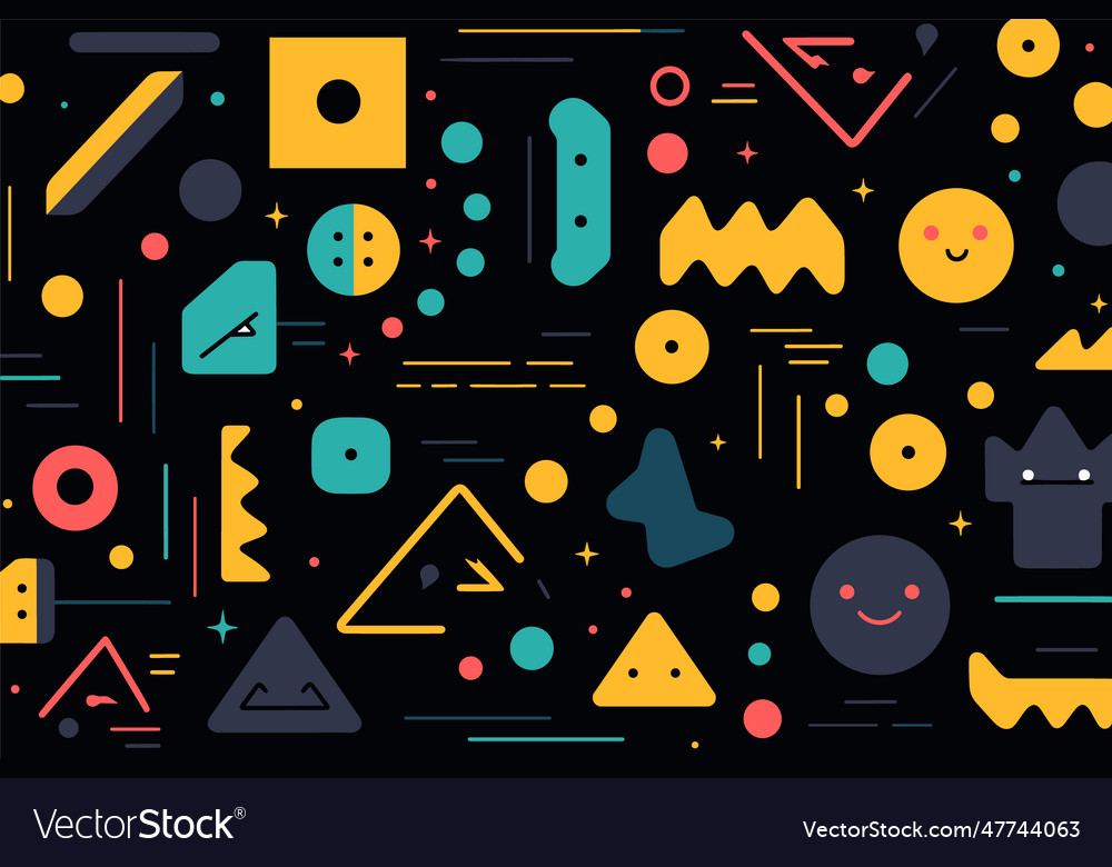 Geometric shapes seamless pattern on isolated