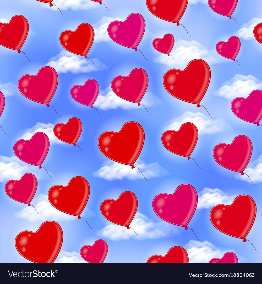 Heart balloons seamless background